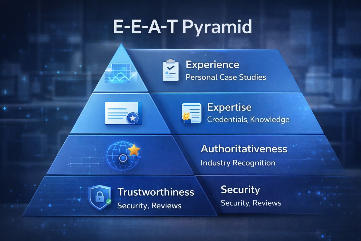 Piramida E-E-A-T untuk SEO: Experience, Expertise, Authoritativeness, dan Trustworthiness